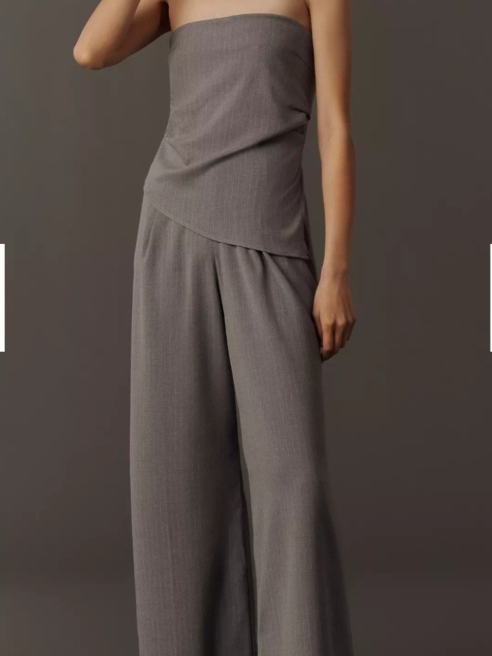 Strapless Wide-Leg Jumpsuit in Grey